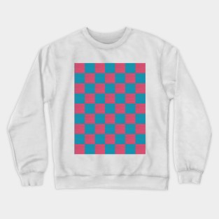 Turquoise & Pink Checkerboard Crewneck Sweatshirt